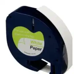 TB 91220 LT Paper Label Sort på Hvit 12mm (4m), erstatter Dymo S0721520