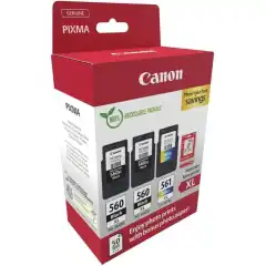 Canon Blekkpatron Pakke 2xPG-560XL/CL-561XL 2xSort/Farge Høykapasitet (2x14ml/12ml) & Fotopapir