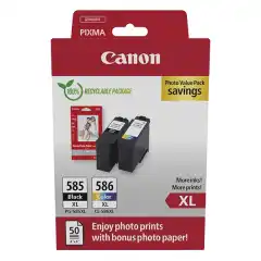 Canon Blekkpatron Pakke PG-585XL/CL-586XL Sort/Farge Høykapasitet (10.3/14.1ml) & Fotopapir