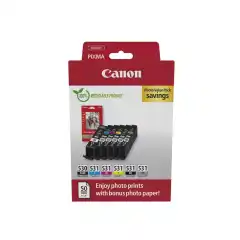 Canon Blekkpatron Pakke PGI-530/CLI-531 Sort BK/C/M/Y/GY (18.5/5x8.2ml) & Fotopapir