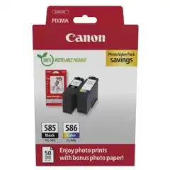 Canon Blekkpatron Pakke PG-585/CL-586 Sort/Farge (7.3/9.9ml) & Fotopapir