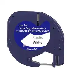 TB 91201 LT Label Polyester Hvit 12mm (4m), erstatter Dymo S0721610
