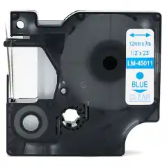 TB 45011 D1 Tape Blå på Klar 12mm (7m), erstatter Dymo S0720510