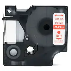 TB 45012 D1 Tape Rød på Klar 12mm (7m), erstatter Dymo S0720520