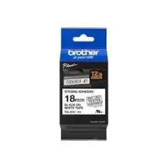 Brother P-Touch Tape Sort på Hvit 18mm Ekstra Klebende (8m)