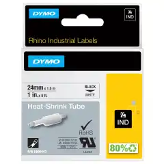 Dymo Krympestrømpe Sort på Hvit 24mm 1.5m