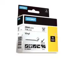 Dymo Rhino Vinyl Label Sort på Hvit 24mm (5.5m)