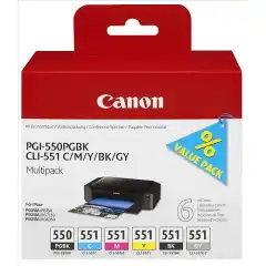 Canon Blekkpatron Pakke PGI-550/CLI-551 Sort/CMY/BK/GY (15ml/5x7ml)