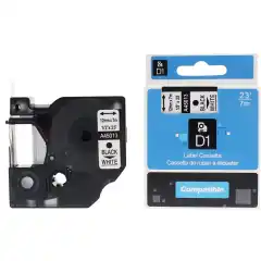 TB 45013 D1 Tape Sort på Hvit 12mm (7m), erstatter Dymo S0720530