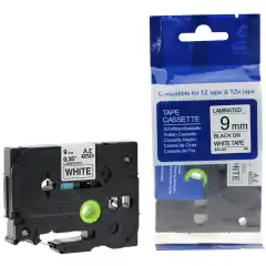 TB TZE-221 P-Touch Tape Sort på Hvit 9mm (8m), erstatter Brother TZE-221