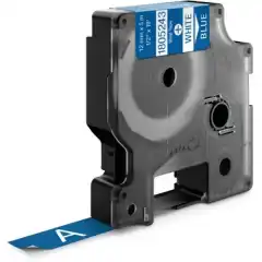 Dymo Rhino Vinyl Label Tape Hvit på Blå 12mm (5m)