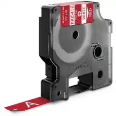 Dymo Label Vinyl Hvit på Rød 12mm 5.5m 1805416