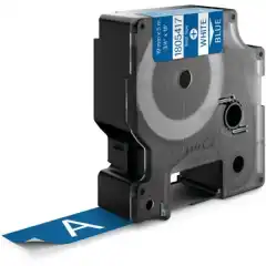 Dymo Label Vinyl Hvit på Blå 19mm 5.5m