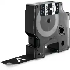 Dymo Label Vinyl Hvit på Sort 19mm 5.5m 1805436
