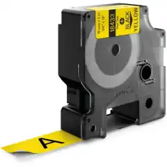 Dymo Tape Rhino Vinyl Sort på Gul 19mm (5.5m)