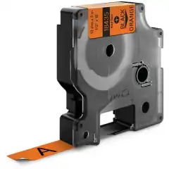 Dymo Label Vinyl Sort på Orange 12mm 5.5m S0718490