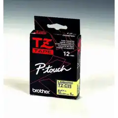 Brother P-Touch Tape Sort på Neon Gul 12mm (5m)
