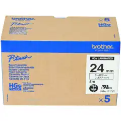 Brother P-Touch Tape Høykvalitet Sort på Klar 24mm 5stk