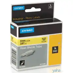 Dymo Krympestrømpe Sort på Gul 9mm (1.5m) S0718290