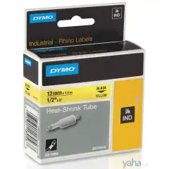 Dymo Krympestrømpe Sort på Gul 12mm (1.5m) S0718310