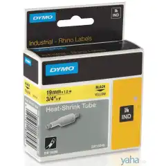Dymo Krympestrømpe Sort på Gul 19mm (1.5m)