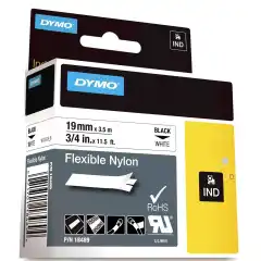 Dymo Tape Rhino nylon sort/hvit 19mm