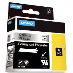 Dymo Tape Rhino polyester met/gul 12mm