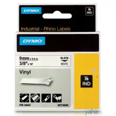 Dymo Tape Rhino Vinyl Sort på Hvit 9mm (5.5m) S0718580