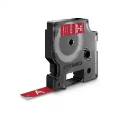 Dymo Tape D1 12mm x 3m hvit/rød