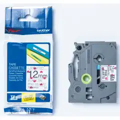 Brother Tape 12mmx4m sort hvit m/hjerter