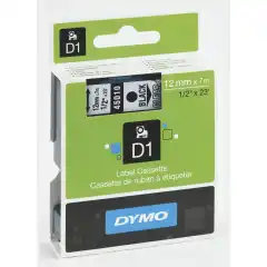 Dymo 45010 D1 Tape Sort på Klar 12mm (7m) S0720500