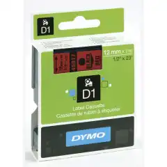 Dymo 45017 D1 Tape Sort på Rød 12mm (7m) S0720570