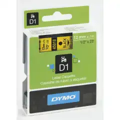 Dymo 45018 D1 Tape Sort på Gul 12mm (7m) S0720580