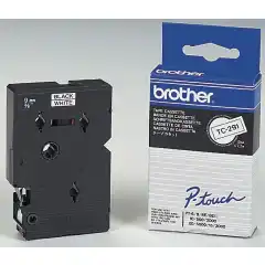 Brother P-Touch Tape Sort på Hvit 9mm (7.7m)