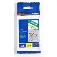 Brother P-Touch Tape Sort på Sølv Matt 12mm (8m)