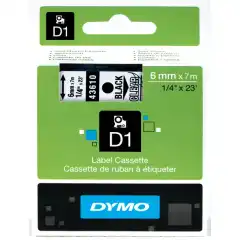 Dymo DirectLabel Merketape Sort på Klar 6mm (7m) S0720770