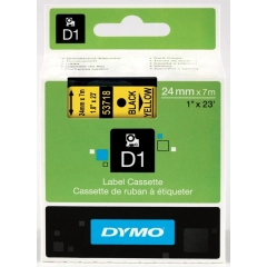 Dymo D1 Tape Sort på Gul 24mm (7m) S0720980