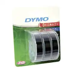 Dymo Embossing Tape Hvit på Sort 3stk 9mm (3m) S0847730