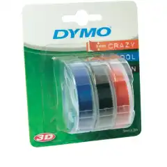 Dymo Embossing Tape 3D Sort Rød Blå 9mm (3m)
