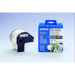 Brother DK22205 Løpende Taperull Sort på Hvit 62mm (30.48m)