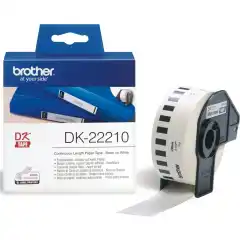 Brother DK22210 Løpende Taperull Sort på Hvit 29mm (30.48m)