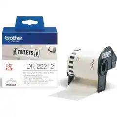 Brother DK22212 Løpende Rull Sort på Hvit 62mm (15.24m)
