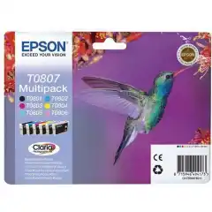 Epson Blekkpatron Pakke T0807 Sort/CMY/LC/LM (6x7.4ml)