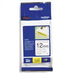 Brother TZS-231 P-Touch Tape Sort på Hvit 12mm Ekstra Klebende (8m)