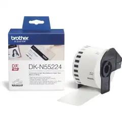 Brother DKN55224 Etikettrull Uten Lim Løpende Lengde Sort på Hvit 54mm (30.48m)