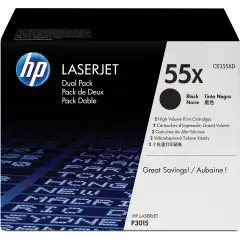 HP Toner 55X Sort Høykapasitet 2stk (2x12.500 sider)