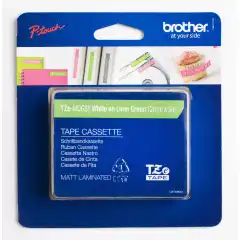 Brother P-Touch Label Tape Hvit på Grønn 12mm (5m)