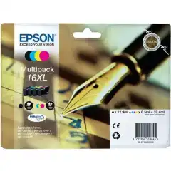 Epson Blekkpatron Pakke No.16XL Sort/CMY Høykapasitet (12.9ml/3x6.5ml)