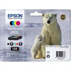 Epson Blekkpatron Pakke No.26XL Sort/CMY (12.2/3x9.7ml)