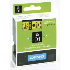Dymo D1 Tape Sort på Gul 19mm (7m) S0720880
